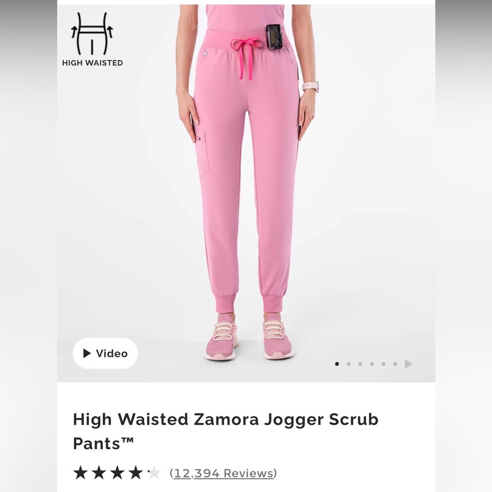 Figs chalk pink Zamora high waisted scrub pants